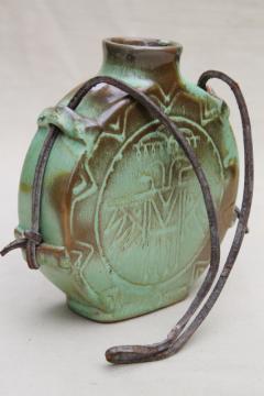 vintage Frankoma pottery Thunderbird canteen flask water jug bottle