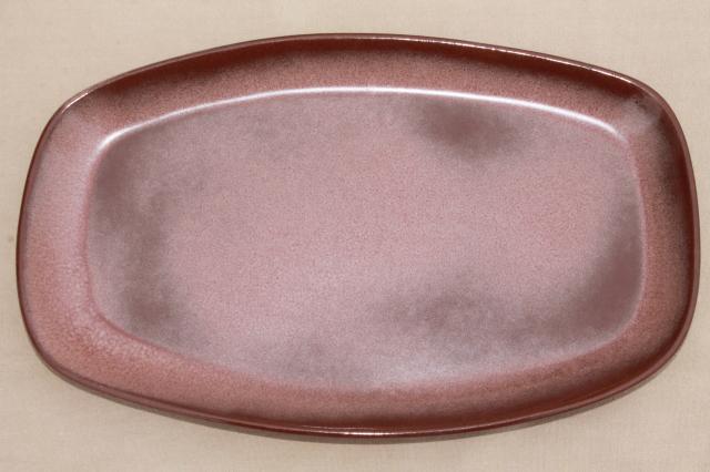 vintage Frankoma pottery, large platters, Plainsman brown squared oval plates