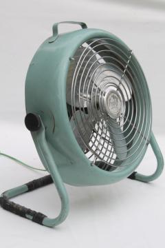 vintage Fridgid electric fan, mid-century modern retro industrial steel fan