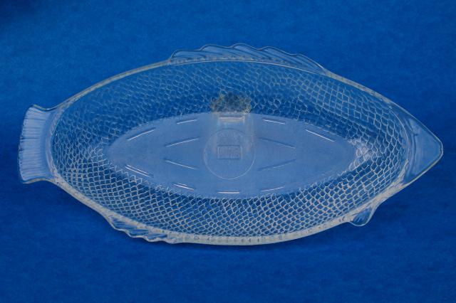 vintage Glasbake heat proof glass fish baking dish, oven to table