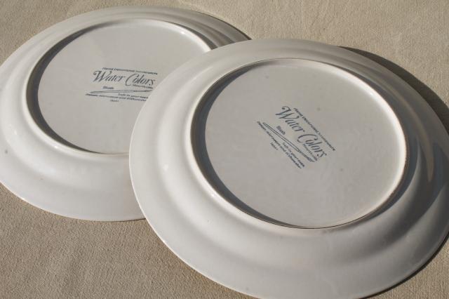 vintage Hearthside Japan stoneware dishes, retro Water Colors blush flower pattern dinner plates