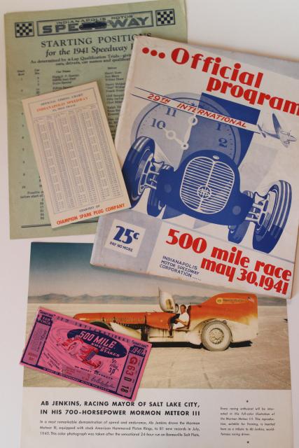 vintage Indy 500 program 1940s auto racing Indianapolis speedway