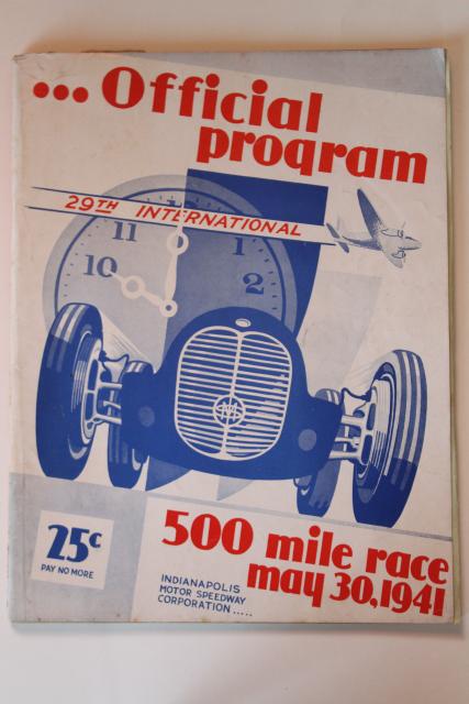 vintage Indy 500 program 1940s auto racing Indianapolis speedway
