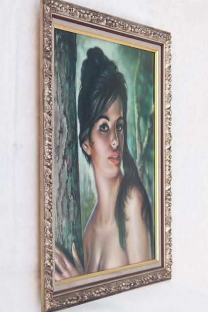 vintage J H Lynch print Tina, retro girl art painting, Turner framed picture