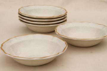 vintage Japan stoneware, Mikasa Garden Club plain tan soup or cereal bowls