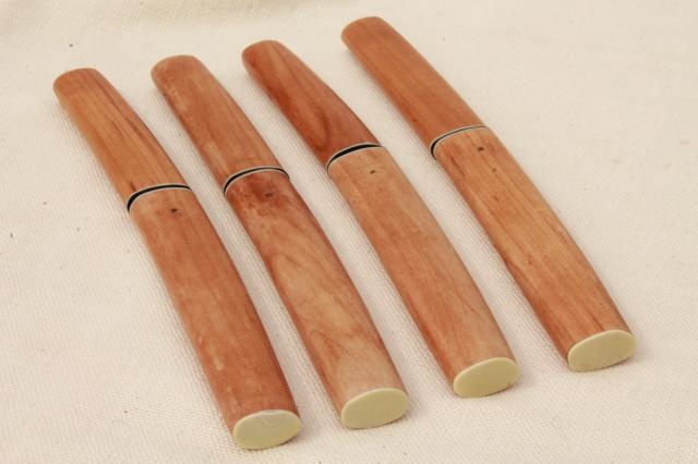 vintage Japanese bamboo wood cased steak knives set, unused knife set ...