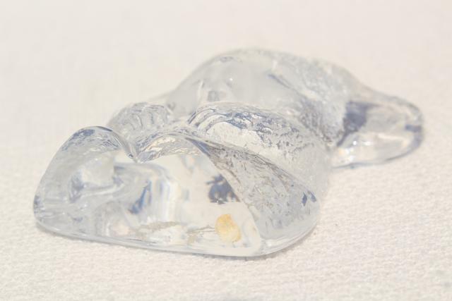 vintage Kosta Sweden crystal art glass paperweight, Mats Jonasson koala bear