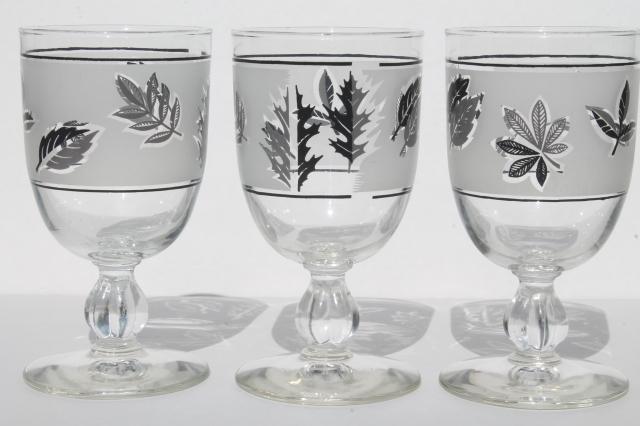 Vintage Libbey Silver Wheat Water Glasses Big Retro Wine Goblets