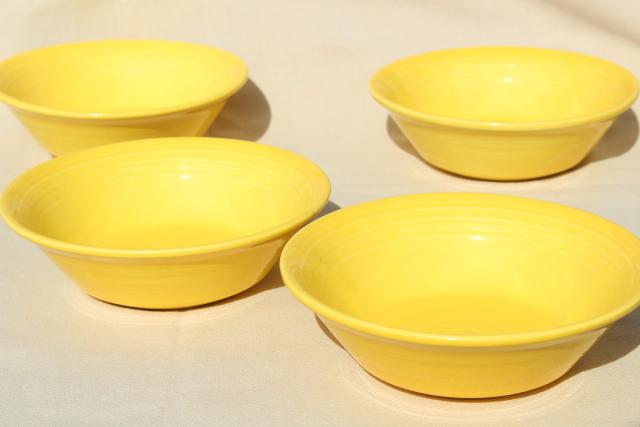 vintage Metlox pottery Colorstax yellow soup or cereal bowls set of four