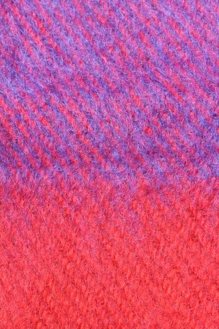 vintage Metsovaara Finland handwoven mohair wool throw blanket in sunset colors