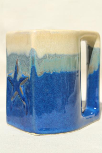 Retro Mug 1970s Mugs Padilla Mug Rodolfo Padilla Mugs Blue Drip Glazed Padilla Blue Pottery Mugs Padilla Pottery Mugs Vintage Mugs