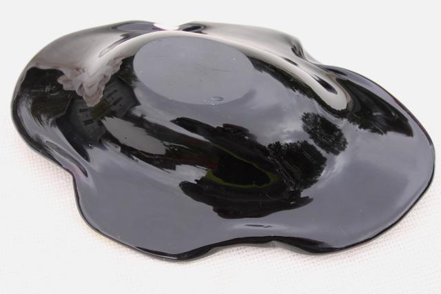 vintage Murano art glass bowl, millefiori confetti multi colors silver flake on black glass