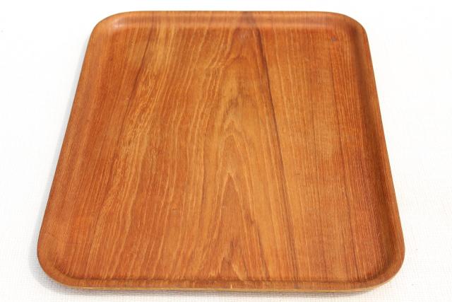 vintage Nybro Sweden teak meal / lap trays set, Scandinavian modern vintage mod bent wood