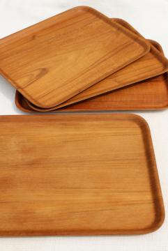 vintage Nybro Sweden teak meal / lap trays set, Scandinavian modern vintage mod bent wood