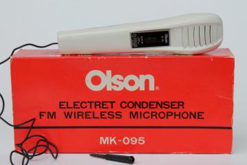 vintage Olson FM wireless microphone MK095, retro battery operated mic