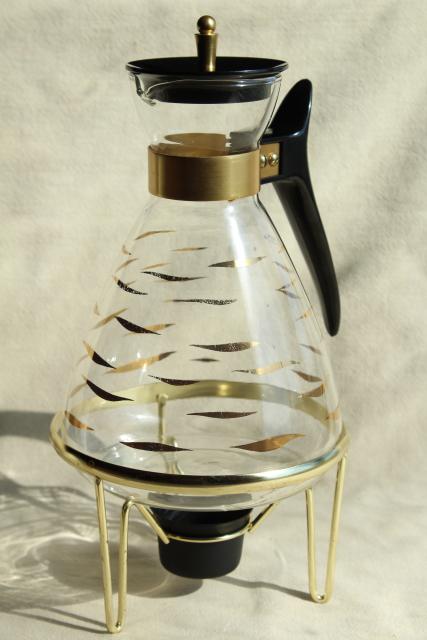 Vintage Glass Coffee Carafe with warmer