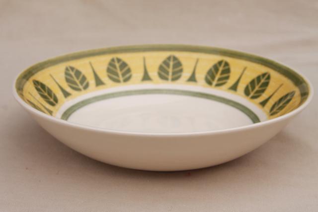 vintage Royal ironstone china mod green palm leaf pattern bowl & sandwich tray plate