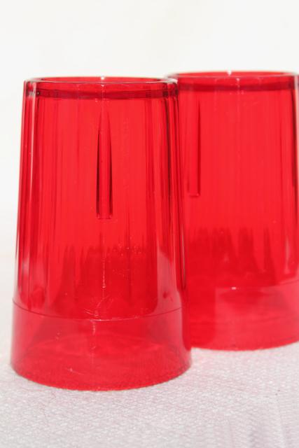vintage Silite red plastic unbreakable drinking glasses, small 4 oz tumblers