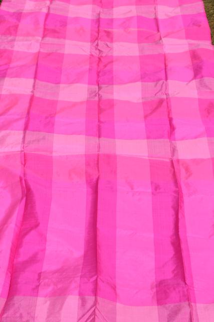 vintage Thai silk shantung fabric scarf or wrap, shocking pink / fuchsia