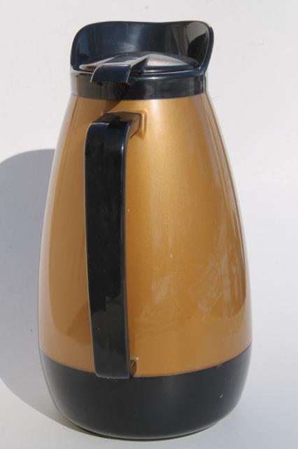 Vintage Thermo-Serv Plastic Coffee Carafe, Brown And Beige 1 Liter