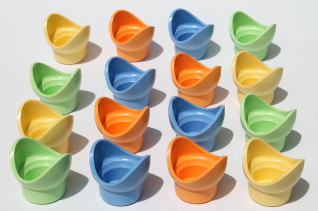 vintage Tupperware impressions pastel plastic egg cups, set of 16 eggcups