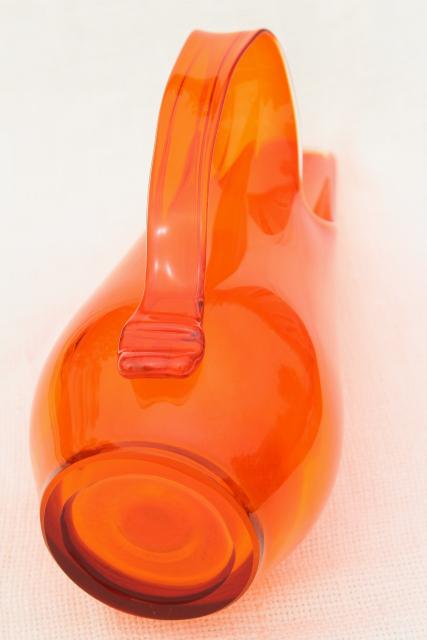vintage Viking glass pitcher, orange Epic line 60s tall mod bottle shape