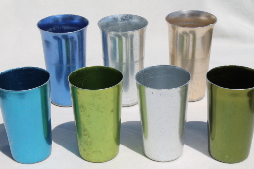 Vintage Color Craft Aluminum Cups Retro Metal Tumblers 