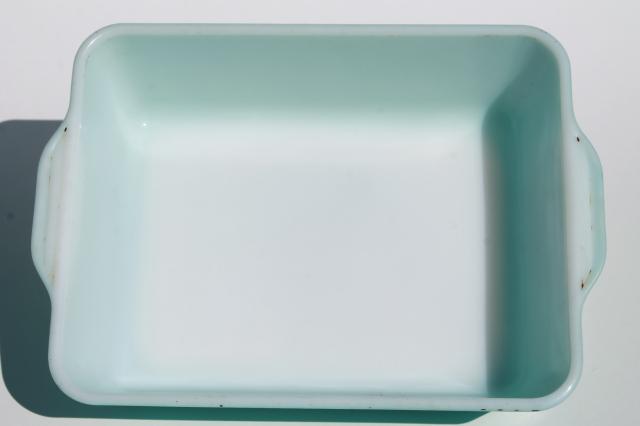 vintage aqua turquoise Pyrex baking pan or fridge dish & small mixing bowl