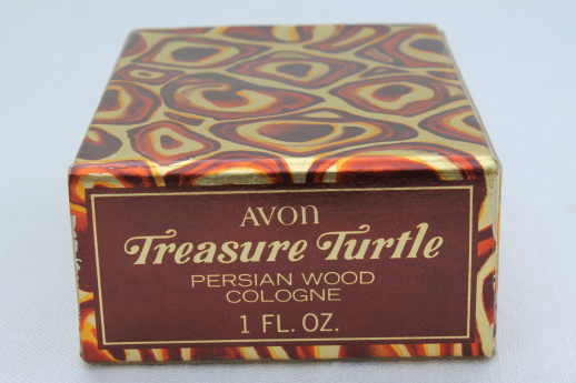 Vintage Avon Treasure Turtle amber glass bottle of Persian Wood cologne