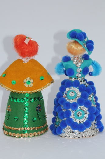 Vintage beaded doll collection, big lil' missy dolls, 8" tall beaded dolls