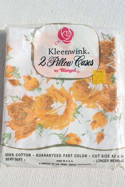 vintage bedding lot, retro pretty flowers flat sheet & pillowcases sealed in packages