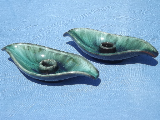 Vintage Blue Mountain pottery candle holders, old three trees Canada mark