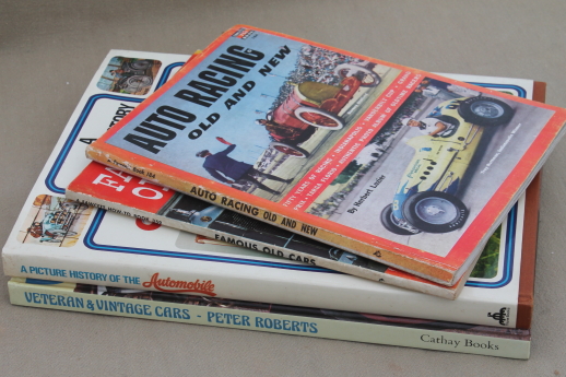 Vintage books lot, all vintage cars - racing autos, history of classic cars