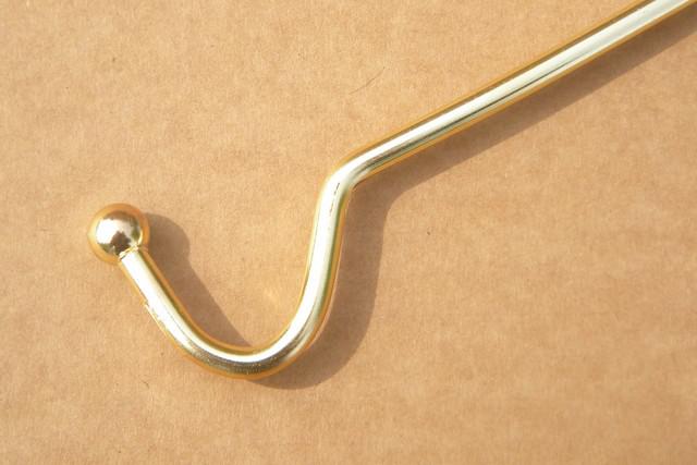 vintage brass hanger hooks for spring tension pole rod  new old stock set of 4