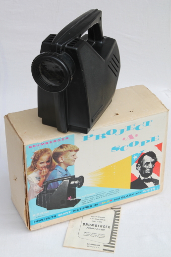 Vintage Brumberger projector in original box, Project A Scope children's toy slide viewer