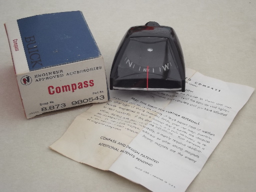 Vintage Buick dashboard compass, GM part number 980543 new old stock