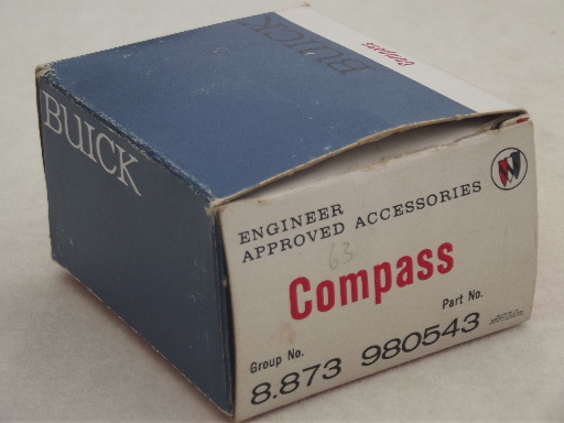 Vintage Buick dashboard compass, GM part number 980543 new old stock