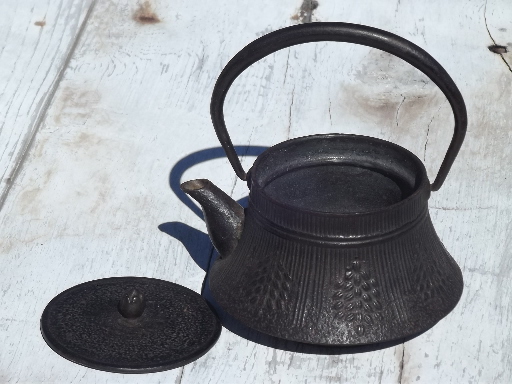 Vintage cast iron teapot, small unmarked tree tetsubin kettle tea pot