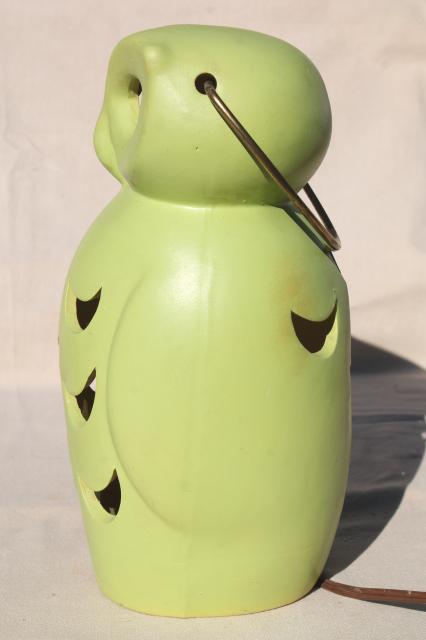 vintage ceramic owl lantern, electric lamp mood lighting TV lamp retro deco