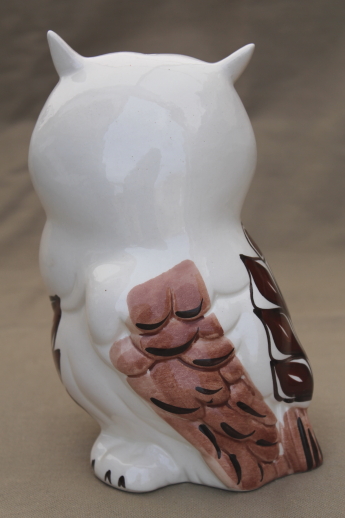 Vintage ceramic owl made in Hawaii, tall hand-painted owl incense burner?