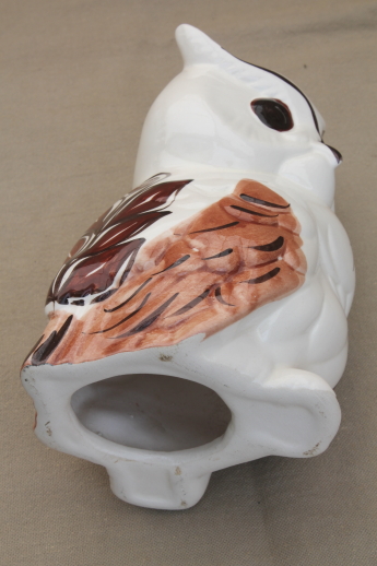 Vintage ceramic owl made in Hawaii, tall hand-painted owl incense burner?