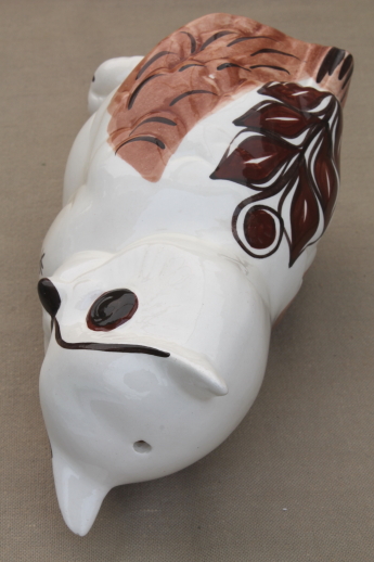 Vintage ceramic owl made in Hawaii, tall hand-painted owl incense burner?