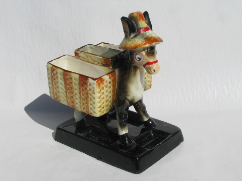 Vintage ceramic pack donkey without a cart, retro 1950s cigarette stand