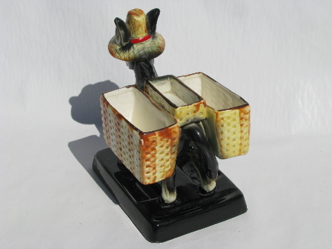 Vintage ceramic pack donkey without a cart, retro 1950s cigarette stand