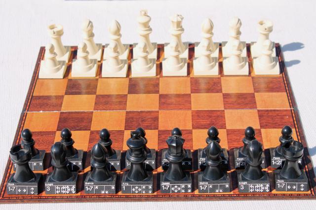 vintage chess set for teaching / learning chess game, educator numbered pieces & board