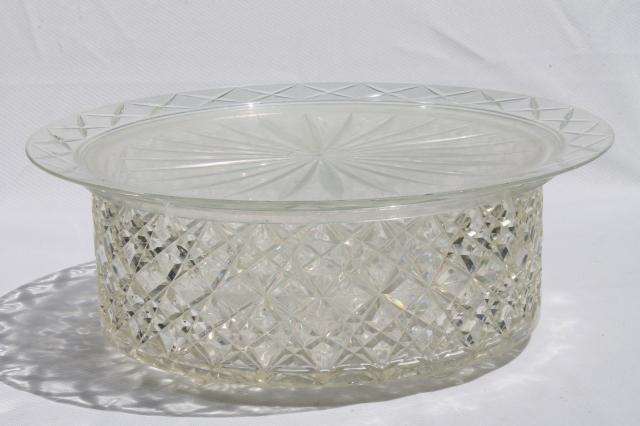 vintage clear plastic cake cover & plate, doubles as salad bowl / sandwich tray