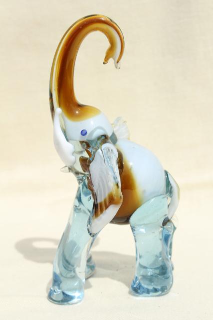 vintage colored glass elephant figurine, Barovier Murano Italian art glass