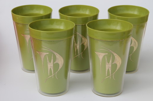 Vintage colored plastic insulated tumblers, thermoware thermo-serv ...