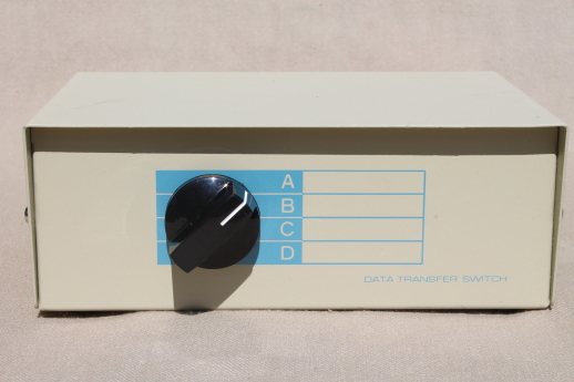 Vintage computer data transfer switches for Sub D 9 pin ports, lot of 3 switches w/ 4 ports each