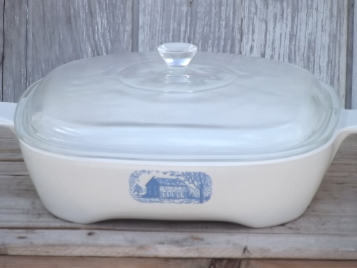 Vintage Corning Ware Amana browning skillet casserole pan & Pyrex lid